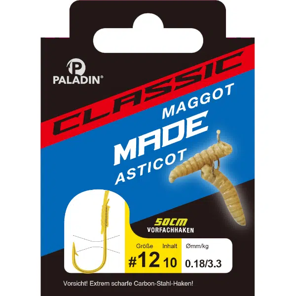 Paladin Classic Madenhaken – goldfarbener Vorfachhaken, ideal für das Angeln mit Maden auf Forellen